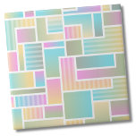 Schattige pastel ombre regenboog geometrisch patro tegeltje<br><div class="desc">Schattigee pastel ombre regenboog geometrisch patroon keramische Tegel. Dit interessante kleur geblokkeerde patroon heeft verschillende tinten van vele kleuren van de regenboog en heeft zowel een ombre effect en sommige strepen lopen door. Of je deze tegel wilt gebruiken als een klein onderzetter of trivet voor een drink of bord... of...</div>