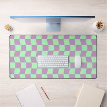 Schattige Pastel Paarse Groene Wavy Checkerboard P