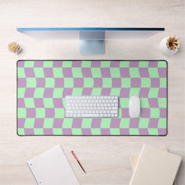 Schattige Pastel Paarse Groene Wavy Checkerboard P Bureaumat