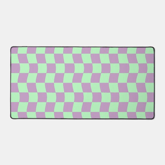 Schattige Pastel Paarse Groene Wavy Checkerboard P Bureaumat (Voorkant)