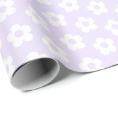 Schattige Pastel Paarse Witte Cartoon Daisy Flower Cadeaupapier (Rol Hoek)