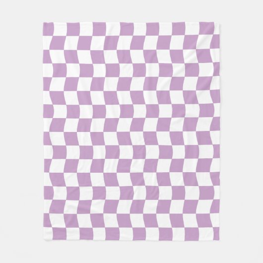 Schattige Pastel Paarse Witte Wavy Checkerboard Pa Fleece Deken (Voorkant)