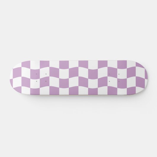 Schattige Pastel Paarse Witte Wavy Checkerboard Pa Persoonlijk Skateboard (Horizontaal)