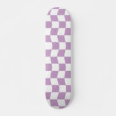 Schattige Pastel Paarse Witte Wavy Checkerboard Pa Persoonlijk Skateboard (Voorkant)