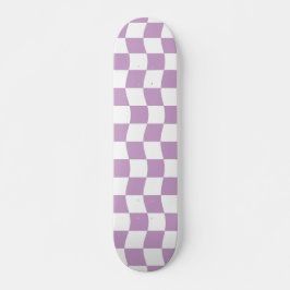 Schattige Pastel Paarse Witte Wavy Checkerboard Pa Persoonlijk Skateboard