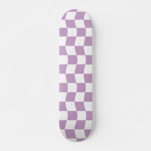 Schattige Pastel Paarse Witte Wavy Checkerboard Pa Persoonlijk Skateboard