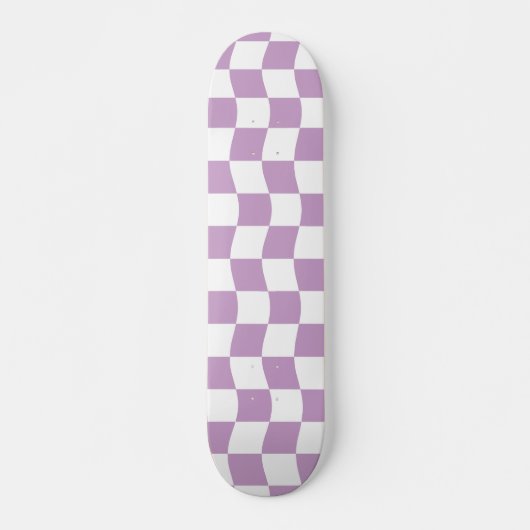 Schattige Pastel Paarse Witte Wavy Checkerboard Pa Persoonlijk Skateboard (Voorkant)