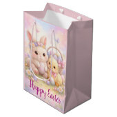 Schattige Pastel Paashaas & Eend Medium Cadeauzakje (Voorkant Gekanteld)