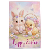 Schattige Pastel Paashaas & Eend Medium Cadeauzakje (Achterkant)