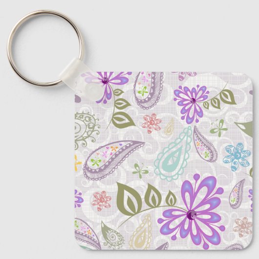 Schattige pastel paisley patronen sleutelhanger (Voorkant)