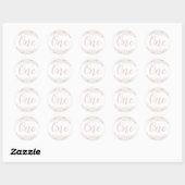 Schattige Pastel Pink Floral Baby's 1e Verjaardag Ronde Sticker (Vel)