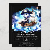 Schattige Pastel Pirate Verjaardag Kaart (Voorkant / Achterkant)