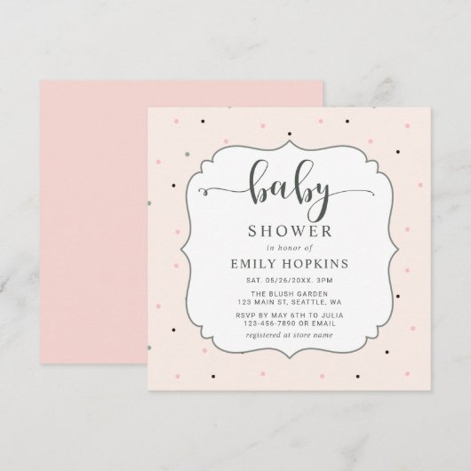 Schattige Pastel Polka Dot Meisje Baby shower Vier Kaart (Voorkant / Achterkant)