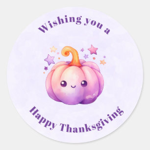 Schattige Pastel Pompoen met Sterren Thanksgiving Ronde Sticker