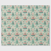Schattige Pastel Preteen Kerstbomen Vakantie Cadeaupapier (Vlak)