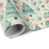 Schattige Pastel Preteen Kerstbomen Vakantie Cadeaupapier (Rol Hoek)