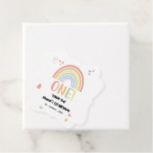 Schattige pastel regenboog 1e verjaardag bedankjes labels (In situ)