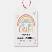 Schattige pastel regenboog 1e verjaardag cadeaulabel (Voorkant)