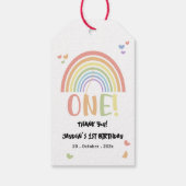 Schattige pastel regenboog 1e verjaardag cadeaulabel (Achterkant)