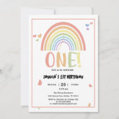Schattige pastel regenboog 1e verjaardag kaart (Voorkant)