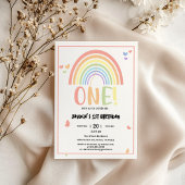 Schattige pastel regenboog 1e verjaardag kaart