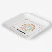 Schattige pastel regenboog 1e verjaardag papieren bordje (Gebogen)