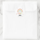 Schattige pastel regenboog 1e verjaardag ronde sticker (Tas)