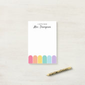 Schattige Pastel Regenboog Boog Persoonlijke Leraa Post-it® Notes (Op bureau)