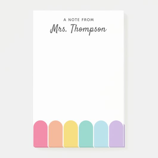 Schattige Pastel Regenboog Boog Persoonlijke Leraa Post-it® Notes (Voorkant)