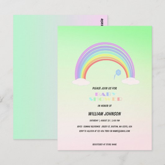 Schattige Pastel Regenboog gradiënt bloem Thema na Briefkaart (Voorkant / Achterkant)