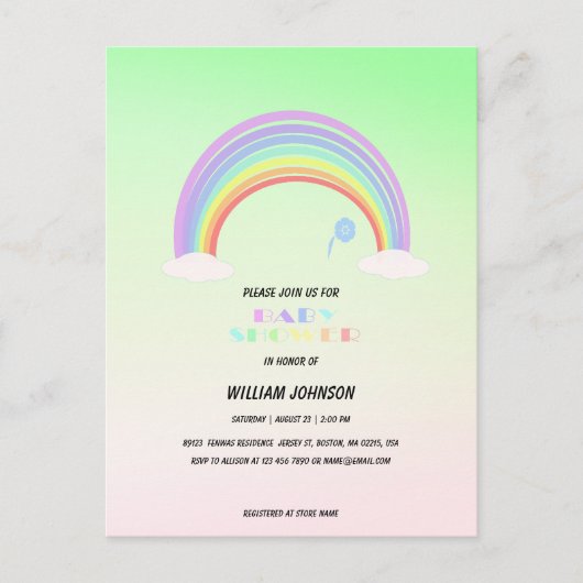 Schattige Pastel Regenboog gradiënt bloem Thema na Briefkaart (Voorkant)