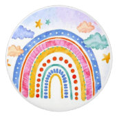 Schattige pastel regenboog keramische knop (Voorkant)
