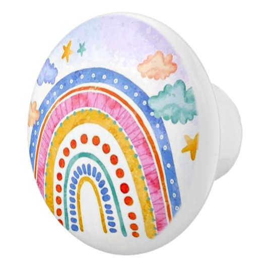 Schattige pastel regenboog keramische knop (Rechts)