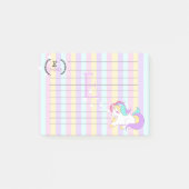 Schattige Pastel Regenboog Kleuren Monogram Eenhoo Post-it® Notes (Voorkant)