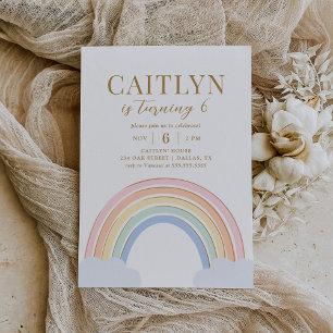 Schattige Pastel Regenboog Meisje Verjaardag Kaart