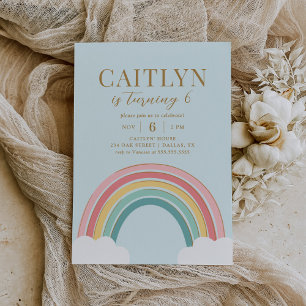 Schattige Pastel Regenboog Meisje Verjaardag Kaart