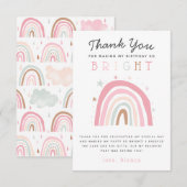 Schattige Pastel Regenboog Meisjes Verjaardagsfees Bedankkaart (Voorkant / Achterkant)