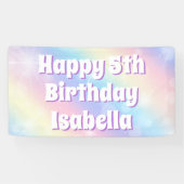 Schattige Pastel Regenboog Sparkle Kids Verjaardag Spandoek (Horizontaal)