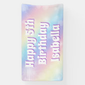 Schattige Pastel Regenboog Sparkle Kids Verjaardag Spandoek (Verticaal)