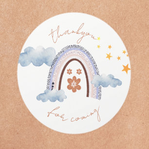 Schattige Pastel Regenboog Sterren Dank Je Ronde Sticker