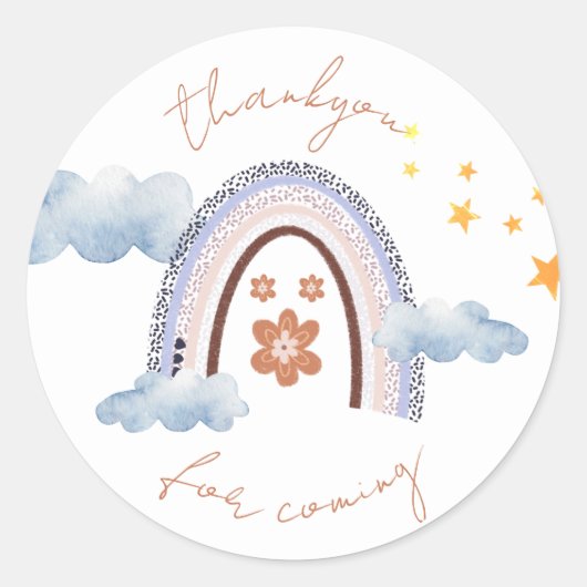Schattige Pastel Regenboog Sterren Dank Je Ronde Sticker (Voorkant)