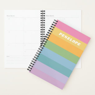 Schattige pastel regenboogstrepen gepersonaliseerd planner