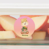 Schattige Pastel Roze Bloem Giraffe Naam Labels (Aangebracht)