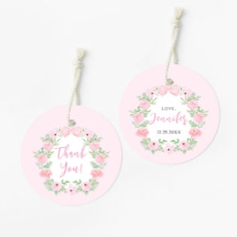 Schattige pastel roze bloemenbaby meisje douche da bedankjes labels