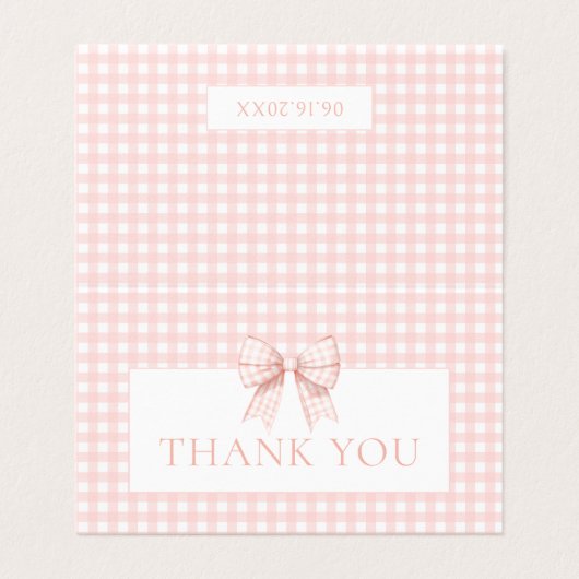 Schattige pastel roze boog baby shower dank u kaar kaart (Buitenkant ongevouwen)