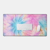 Schattige Pastel Roze en Blauwe Tie Dye Gaming Bureaumat (Keyboard & Muis)