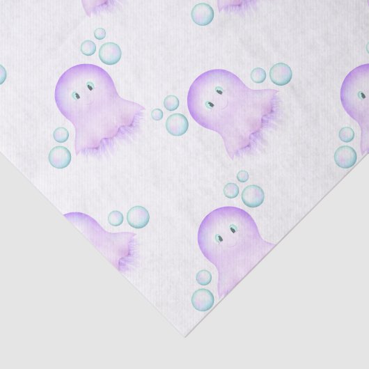 Schattige Pastel Roze Kinder Aquarel Kwallen Tissuepapier (Detail)