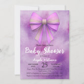 Schattige Pastel Roze Lila Bow Girl Baby shower Kaart (Voorkant)