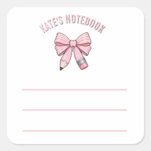 Schattige Pastel Roze Mopshoofd School Potlood Boo Vierkante Sticker