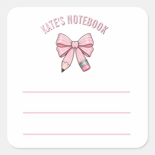 Schattige Pastel Roze Mopshoofd School Potlood Boo Vierkante Sticker (Voorkant)